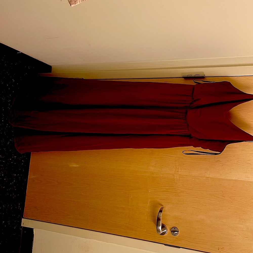 Red full length dress